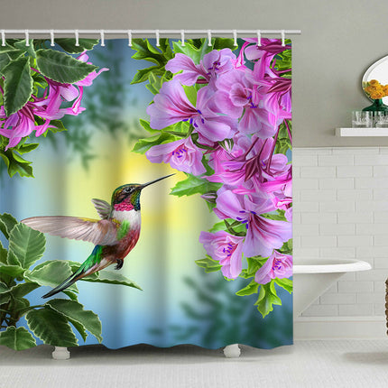 Shower Curtain with Birds and Flowers, Fabric Shower Curtain for Bathroom Decor – image 8