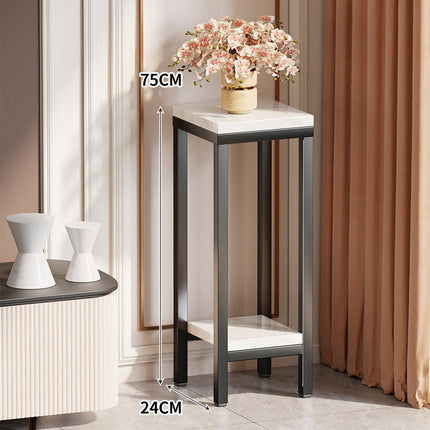 Plant Stand Indoor, Tall Narrow Side Table with Marble-Effect Top and Shelf – image 20