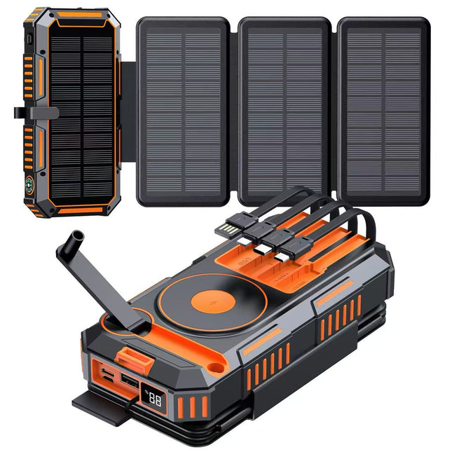 Portable Charger, Solar Power Bank with Wireless Charging