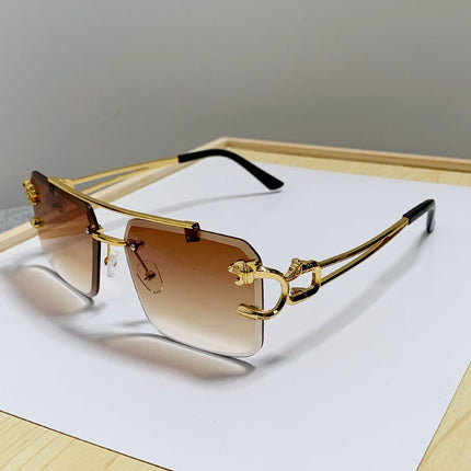 Fashion Sunglasses for Women, Rimless Sunglasses with Gold Accents – image 4