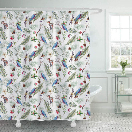 Shower Curtain with Birds and Flowers, Water Resistant Floral Bathtub Curtain – image 9