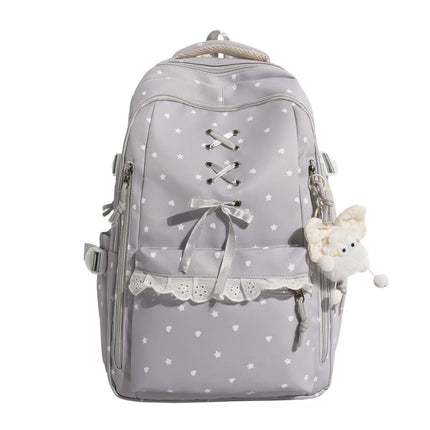 Cute Backpack for School, Womens Backpack with Lace Up Detail and Charm – image 4