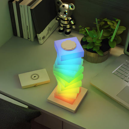 Twistable LED Pillar Lamp with Adjustable Lampshade & 15W Wireless Charger | Versatile Lighting for Home and Workspace
