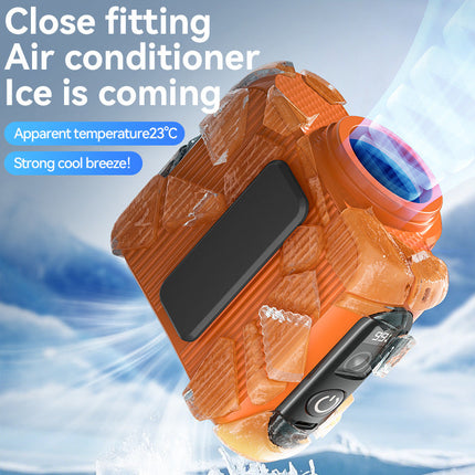 Neck Fan, Portable Fan with LED Display and Flashlight, Rechargeable Handheld Fan for Outdoor and Travel