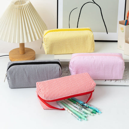 Pencil Case with Zipper, Striped Pencil Bag