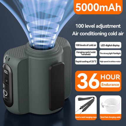 Neck Fan, Portable Fan with LED Display and Flashlight – image 6