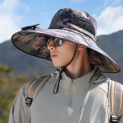 Sun Hat with Fan, Wide Brim Sun Hat with Single or Dual Fan – image 13