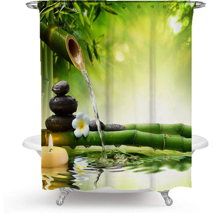 Shower Curtain with Hooks, Water Resistant Nature Bathtub Curtain – image 5