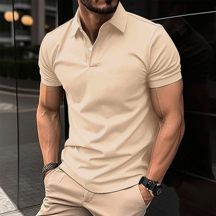 Summer Men's Short Sleeve Polo Shirt with Solid Color Design | Lightweight Comfort for Casual Occasions