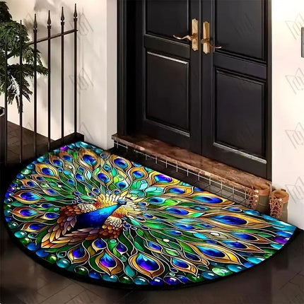Outdoor Welcome Mat, Decorative Front Door Mat with Non Slip Backing, Entryway Mat with Peacock Design