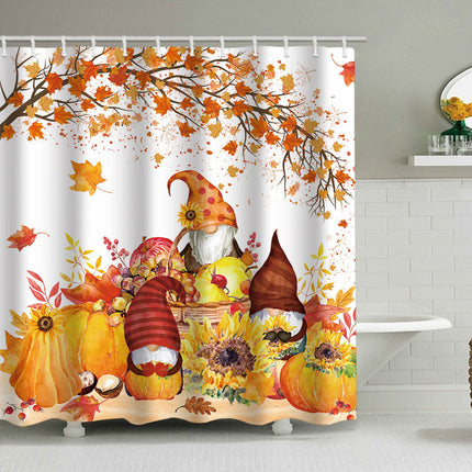 Fall Shower Curtain with Pumpkin Print, Fabric Shower Curtain for Autumn Bathroom Decor – image 4