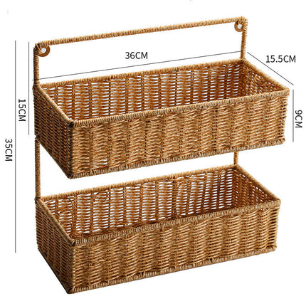 Woven Baskets, Two Tiered Storage Basket for Kitchen and Household Items – image 8