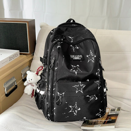 School Backpacks with Star Print, Minimalist Laptop Backpack for Students and Professionals, Everyday Book Bag, Rucksack