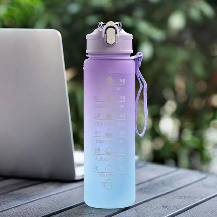 Motivational Water Bottle with Time Markers, BPA Free Reusable Water Bottle with Handle – image 4