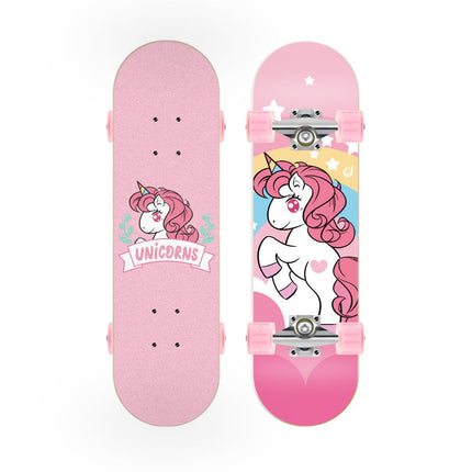 Skateboard for Beginners with Unicorn Design, Cruiser Skateboard for Girls, Complete Skateboard for Kids