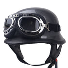 Vintage Carbon Fiber Motorcycle Helmet with Goggles, Biker Helmet – image 6