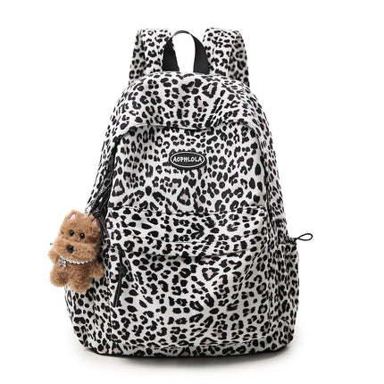 Animal Print Backpack with Keychain, Cute Travel Backpack, School Backpacks for Work and Outings, Lightweight Book Bag