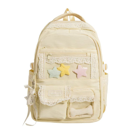 Multi Pocket Backpack with Star and Lace Details, Durable Travel Backpack – image 4