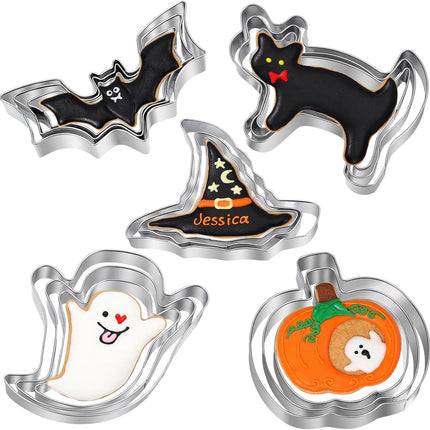 Pumpkin Cookie Cutters, Stainless Steel Cookie Cutter Set for Halloween Baking, Food Safe Biscuit Cutter for Fondant