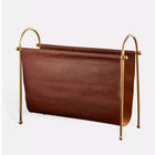 Leather Magazine Holder, Magazine Rack for Books and Newspapers, Metal Frame Book Holder for Living Room and Office