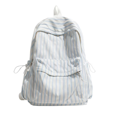 Casual Backpack, Striped Daypack with Front Zip Pocket, Everyday Backpack with Padded Straps for School and Work