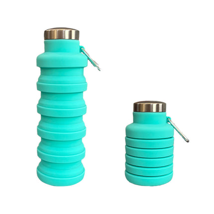 Foldable Silicone Water Bottle with Carabiner for Travel – image 8