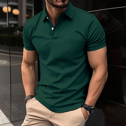 Summer Men's Short Sleeve Polo Shirt with Solid Color Design | Lightweight Comfort for Casual Occasions