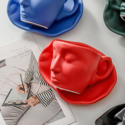 Ceramic Coffee Set with Kiss Design | Stylish and Durable Cups for Elegant Serving