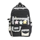 Multi Pocket Backpack with Star and Lace Details, Stylish Laptop Backpack for School, Durable Travel Backpack