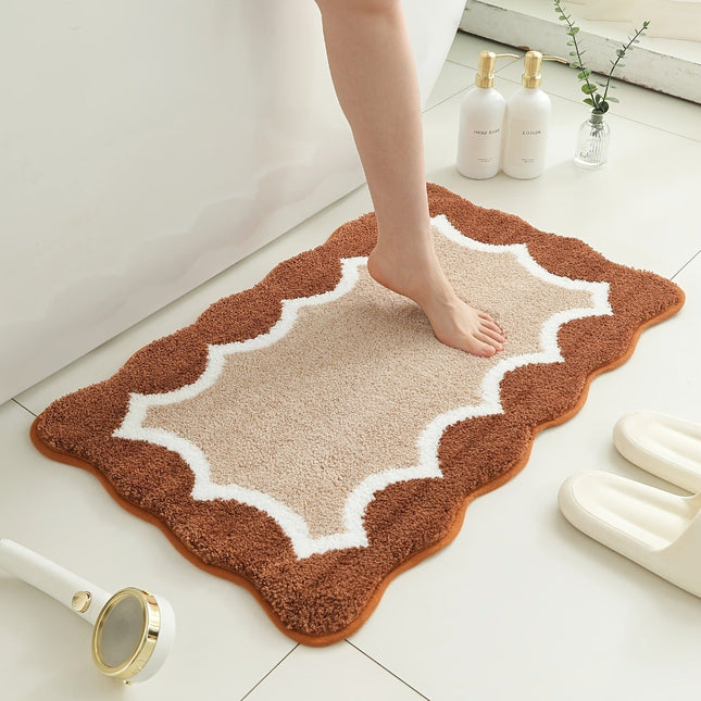 Bathroom Rug, Absorbent Plush Washable Bathroom Rug with Scalloped Edges – image 6