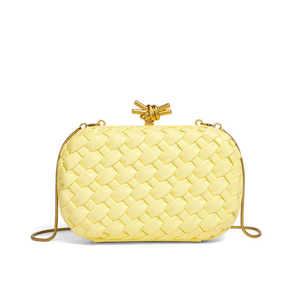 Clutch Purse for Women, Woven Evening Bag with Gold Tone Clasp