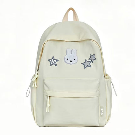 Cute Laptop Backpack with Bunny Embroidery, Water Resistant Backpack, Cartoon Book Bag for School and Casual Outings