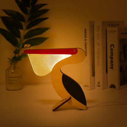 Animals LED Night Light with Wood & Acrylic Design | USB-Powered Soft Glow for Kids' Room Decor