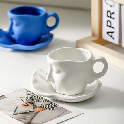Ceramic Coffee Set with Kiss Design | Stylish and Durable Cups for Elegant Serving