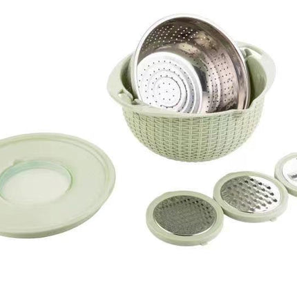 4-in-1 Multifunctional Colander Set with Rotatable Design | Three Interchangeable Blades for Easy Food Preparation