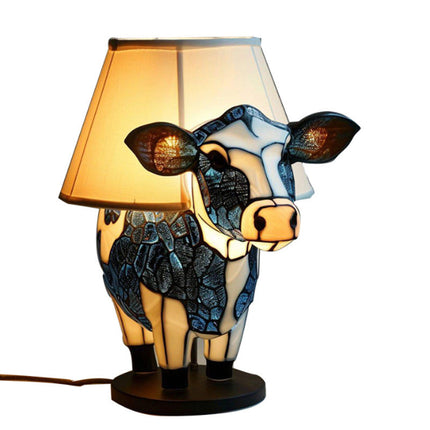 Black and White Cow Skull Table Lamp with Warm Lighting Effect | Modern Resin Accent for Cozy Home Decor