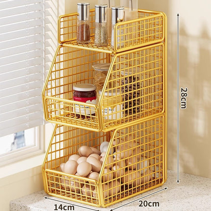 Pantry Organizer, Stackable Wire Baskets with Top Shelf – image 7