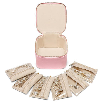 Jewelry Organizer Bag with Transparent Compartments, Small Jewelry Holder for Travel and Daily Use – image 7