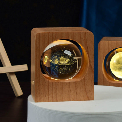 High-Transparency Beech Crystal Ball Night Light with Stepless Dimming | Elegant USB-Powered Decor for Cozy Bedrooms