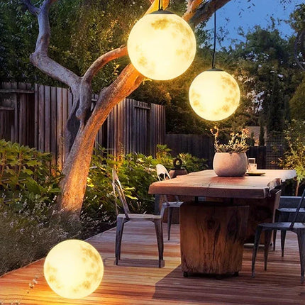 Outdoor Globe Lights, Moon Outdoor Hanging Lamp for Garden and Patio