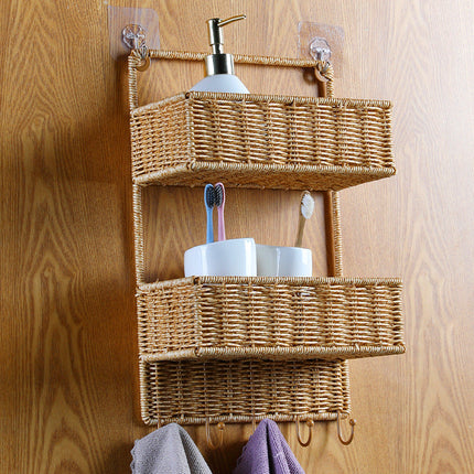 Woven Baskets, Two Tiered Storage Basket for Kitchen and Household Items, Handwoven Plant Basket for Home Decor