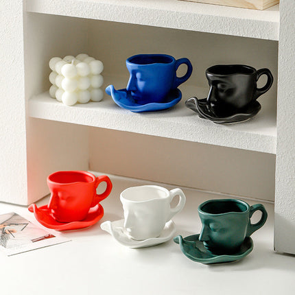 Ceramic Coffee Set with Kiss Design | Stylish and Durable Cups for Elegant Serving