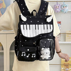 School Backpacks with Piano Design, Water Resistant Laptop Backpack for Work, Casual Book Bag with Plush, Rucksack