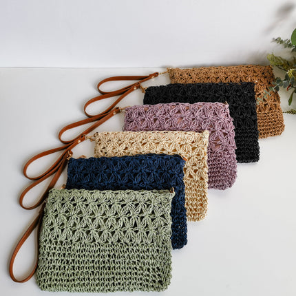 Clutch Purses for Women, Macrame Handbag with Handle for Evening and Wedding, Handmade Woven Clutch Bag