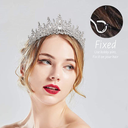 Tiara for Women, Crystal Tiara Crown with Hair Clips for Wedding