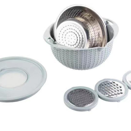 4-in-1 Multifunctional Colander Set with Rotatable Design | Three Interchangeable Blades for Easy Food Preparation