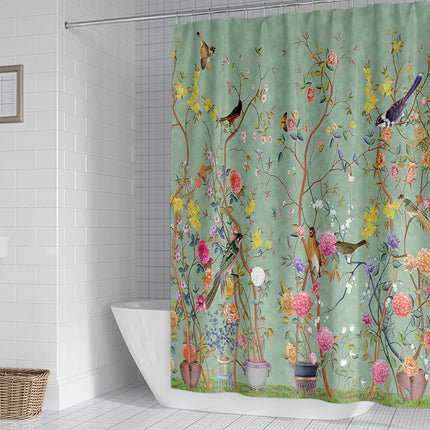 Shower Curtain with Birds and Flowers, Fabric Shower Curtain for Bathroom Decor – image 4