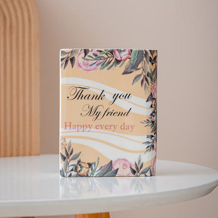 Ceramic Book Vase with Unique Decal Design | Elegant Flower Arrangement Holder in Multiple Sizes