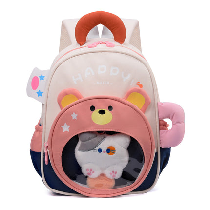 Kids Backpack with Plush Kitty, Cute Backpack with Bear Design – image 8