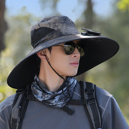 Sun Hat with Fan, Wide Brim Sun Hat with Single or Dual Fan – image 16